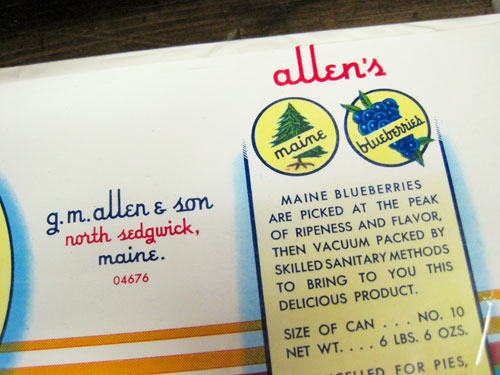 Allen's blueberries, type detail Allen's blueberries, type detail