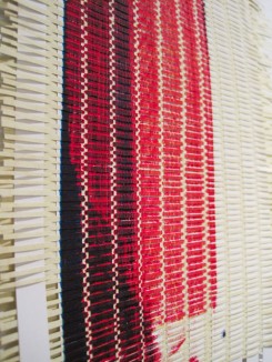 Emily Henretta weaves paper scraps, Columbia Open Studios