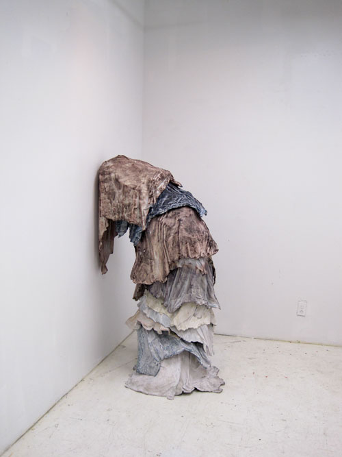 Brie Ruais' shrouded plastic figure, Columbia Open Studios