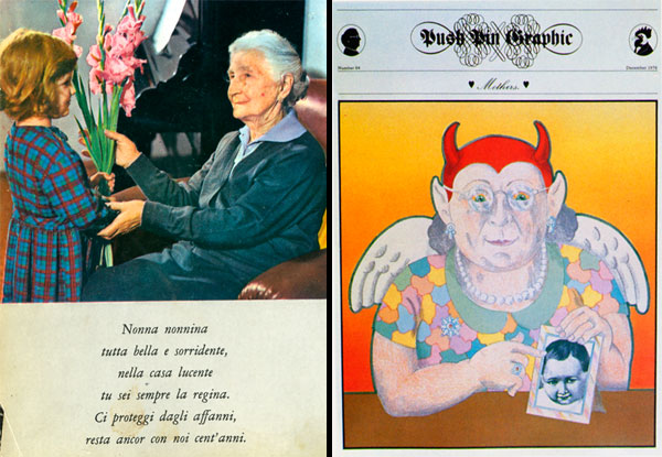 Kitschy Italian grandmother, Milton Glaser illustration