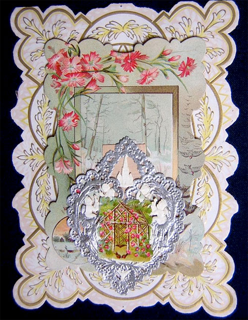 Victorian valentine: birds, flowers, cherubs