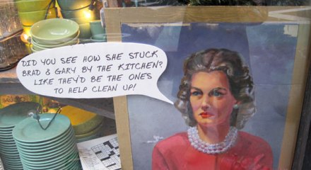 portrait with text bubble