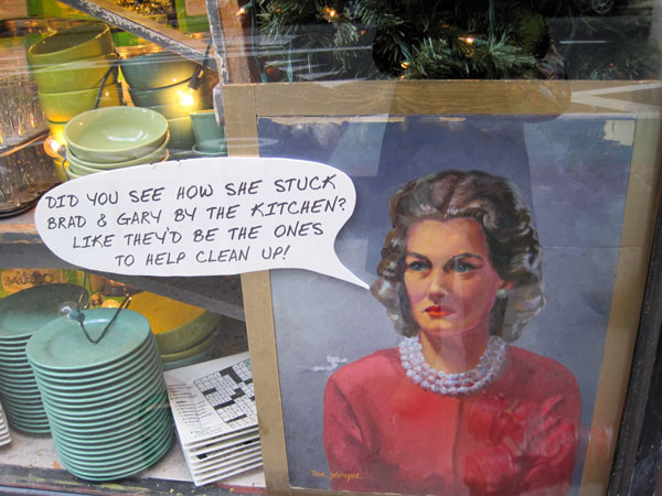 woman with text bubble complains men don't clean