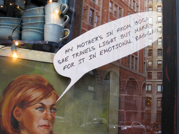 woman with text bubble dreads mother's visit