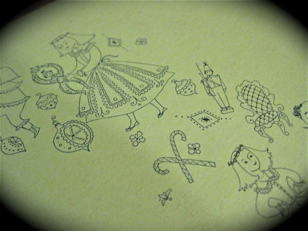 Nutcracker green line drawing